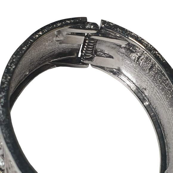 Bangle Bracelet Rhinestone Multi Tone Metal Clamp Women Jewelry 2 x 2.5 Inch - Picture 5 of 5